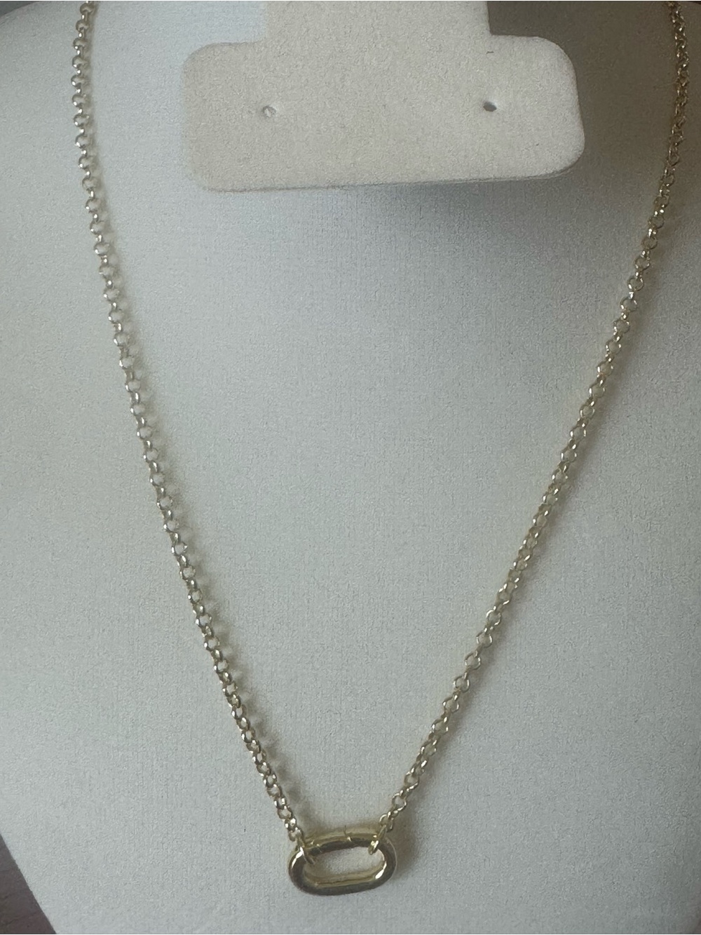 Gold Link carabiner Pendant Necklace 16 inches